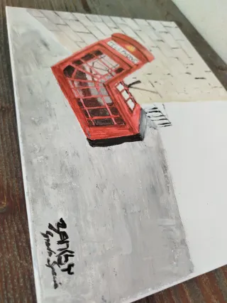 Tela riproduzione Banksy Cabina Telefonica