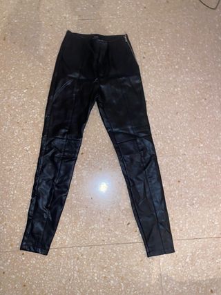 Pantalón cuero mujer negro