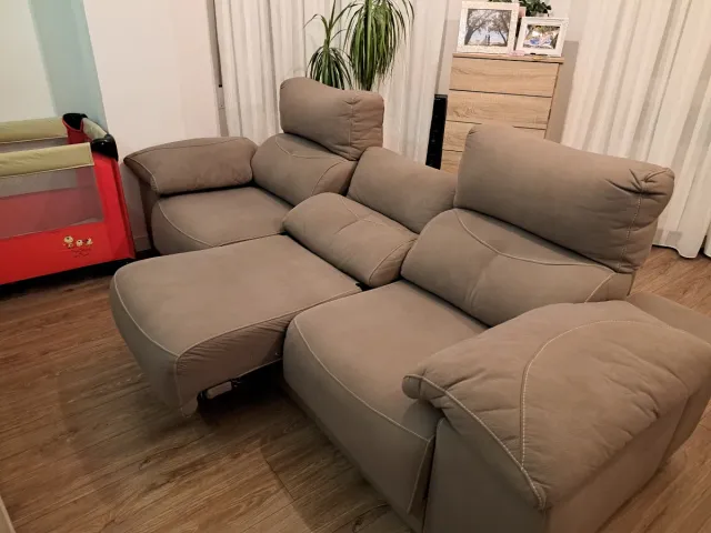 Sofá 3 plazas abatible marrón