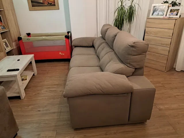 Sofá 3 plazas abatible marrón