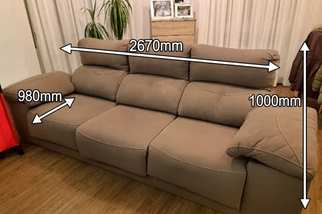 Sofá 3 plazas abatible marrón