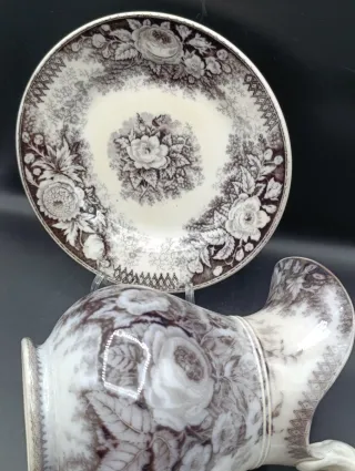 Jarra con plato Sarreguemines