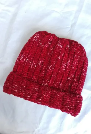 Gorro Beanie y Bufanda 2 en 1 Rojo Handmade