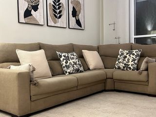 Sofá rinconera beige extensible