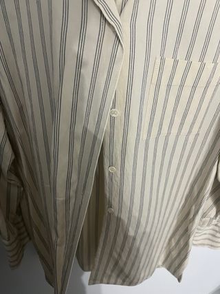 Camisa Zara Rayas Beige Talla M
