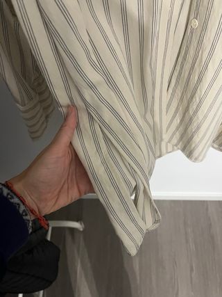 Camisa Zara Rayas Beige Talla M