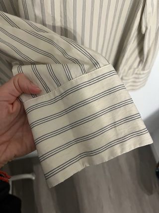 Camisa Zara Rayas Beige Talla M