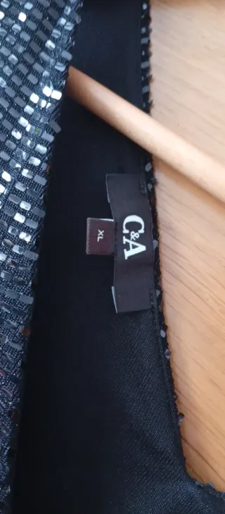 Camiseta fiesta lentejuelas negra Talla XL