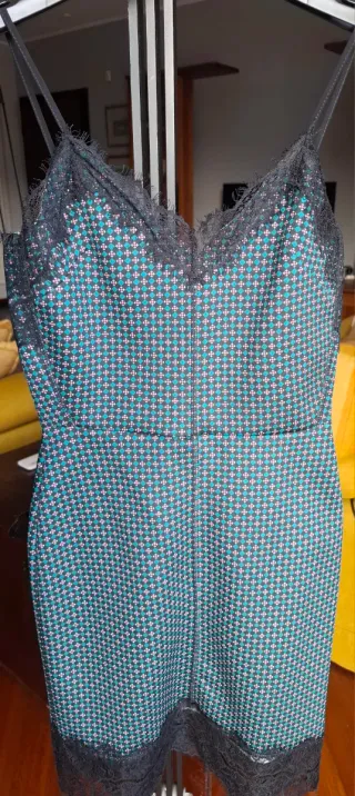 Abito Zara fantasia geometrica pizzo nero tg S