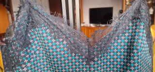 Abito Zara fantasia geometrica pizzo nero tg S