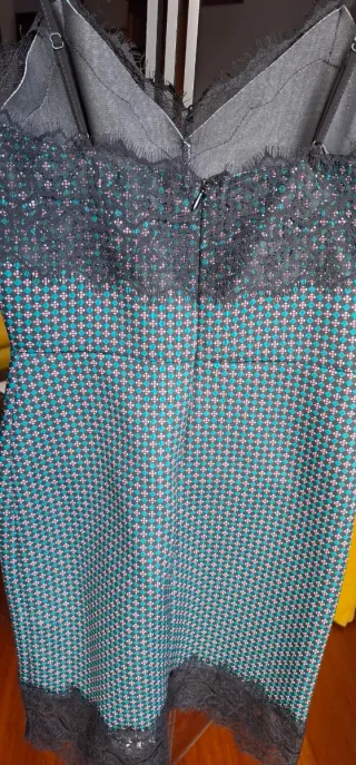 Abito Zara fantasia geometrica pizzo nero tg S