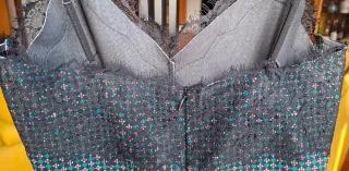 Abito Zara fantasia geometrica pizzo nero tg S