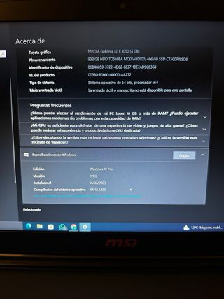 Portátil Gaming MSI Core i7