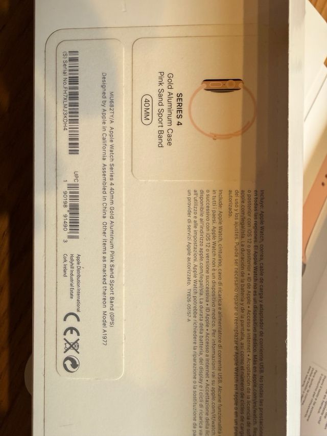 Apple Watch S4 40mm Oro Aluminio Rosa