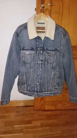 Cazadora Vaquera Forrada Beige y Azul