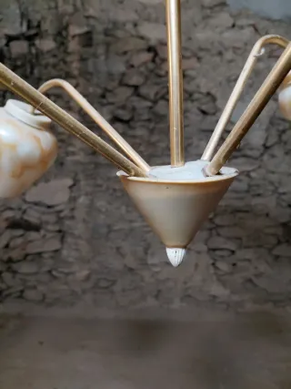 Lámpara colgante antigua de cristal y metal