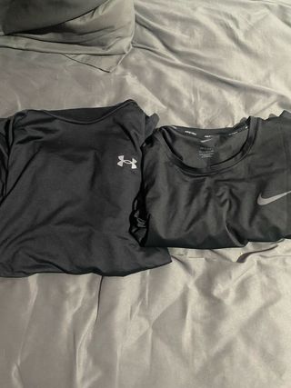 2 Camisetas Deportivas Nike y Under Armour Negras