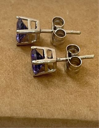 Pendientes Oro 18 k Con Dos Ct Tanzanitas