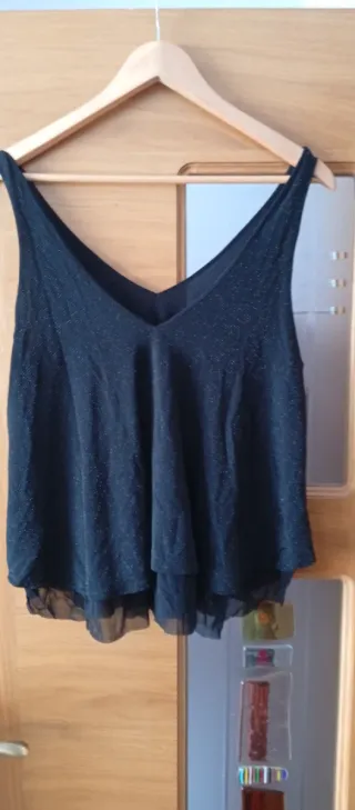 Camiseta fiesta lentejuelas negra XXL