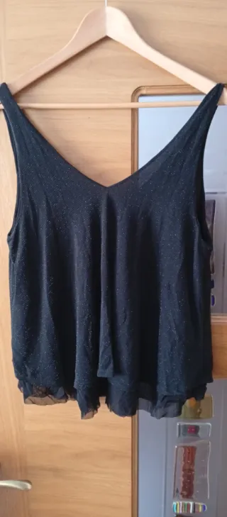 Camiseta fiesta lentejuelas negra XXL