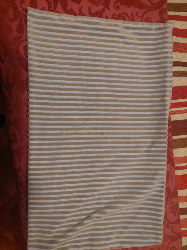 Funda Cojín Terciopelo IKEA Rayas Beige/Blanco