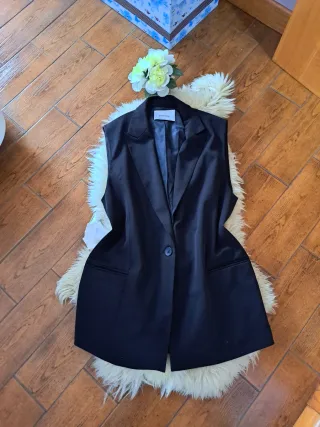 Chaleco Largo Negro Vintage