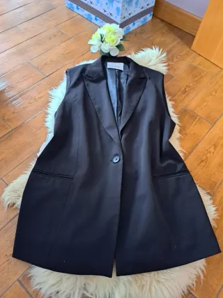 Chaleco Largo Negro Vintage