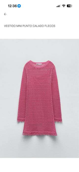 Vestido Zara punto calado flecos