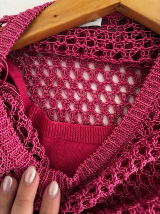 Vestido Zara punto calado flecos