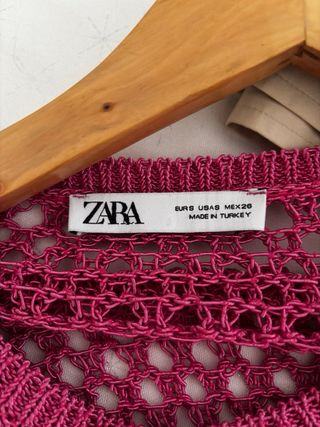 Vestido Zara punto calado flecos