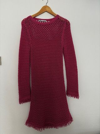 Vestido Zara punto calado flecos