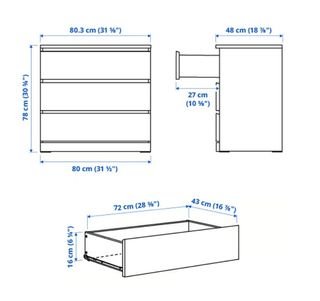 Cómoda MALM 3 cajones blanca 80x78 cm