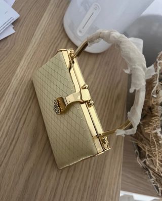 Bolso de fiesta vintage beige y dorado