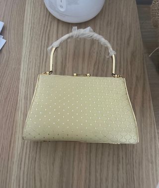 Bolso de fiesta vintage beige y dorado