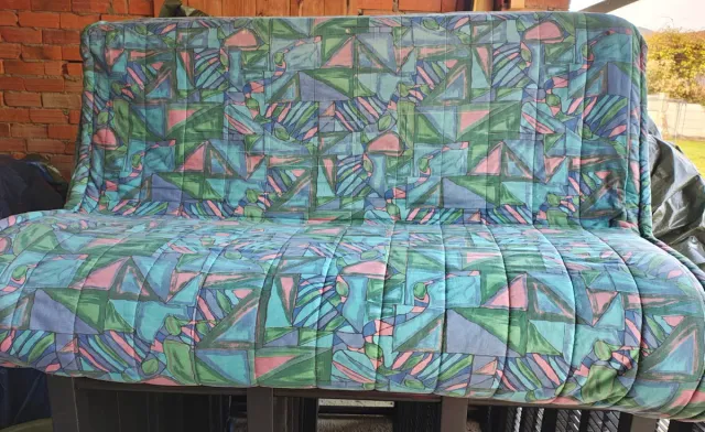 Divano letto tessuto blu e verde