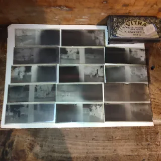 Caja 14 negativos cristal fotografía foto placa