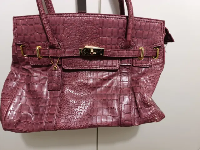 Bolso Morado Piel sintética Cocodrilo Dorado