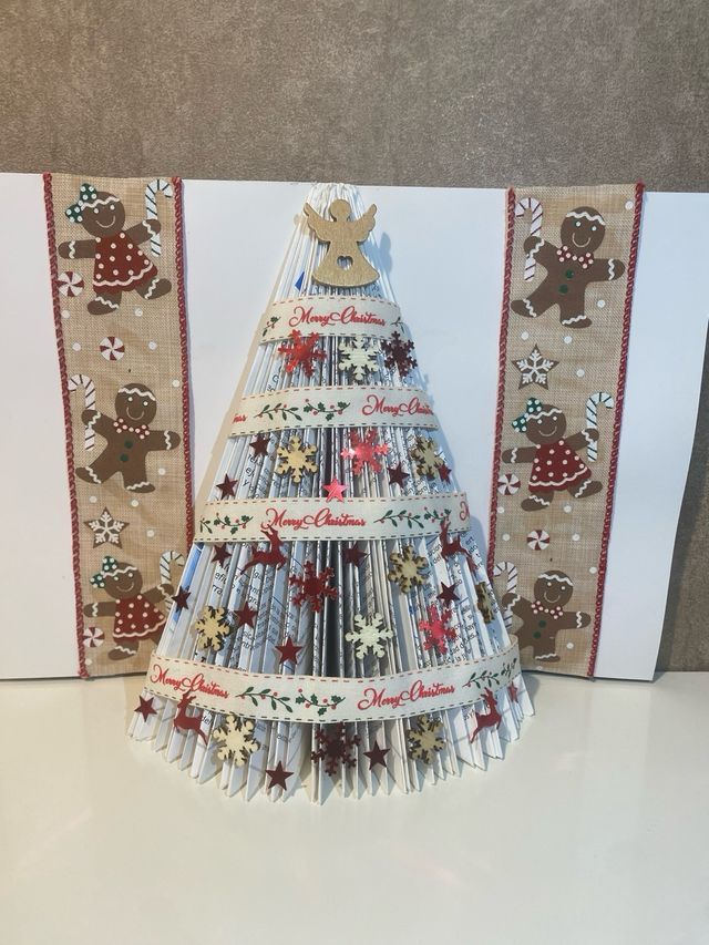 Árbol Navidad Artesanal Libro Reciclado