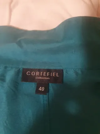 Blusa Cortefiel Turquesa Seda Talla 40