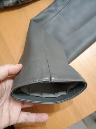 Abrigo de astracán gris y marrón