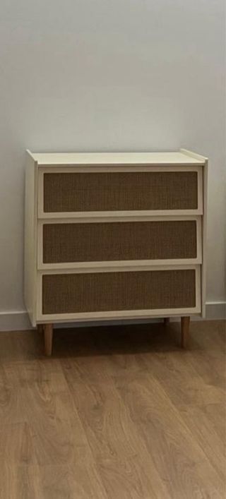 Cómoda Kaya 3 cajones mimbre y madera