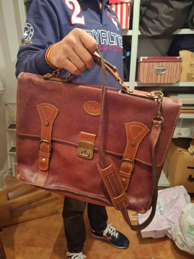 Maletín Cuero Genuino Vintage Marrón