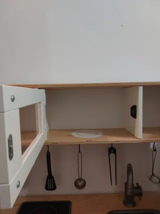 Cocina Infantil Madera y Blanca