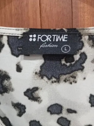 Vestido gasa estampado beige y negro