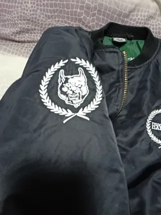 Chaqueta Bomber 100% Hardcore Negra y Verde