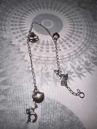Pulsera Plata 925 Corazón Delfín Trébol Concha