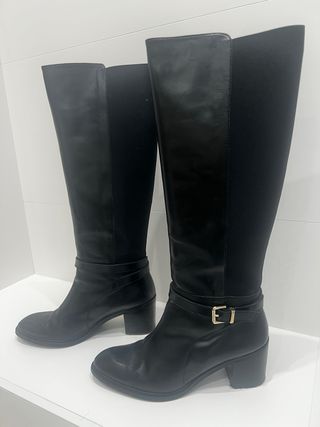 Botas altas piel Looky elástico negro