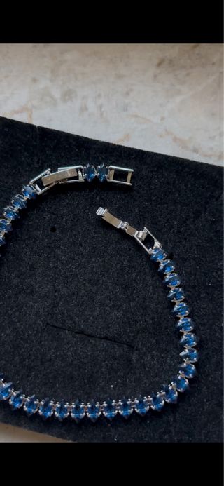 Bracciale tennis acciaio inossidabile blu