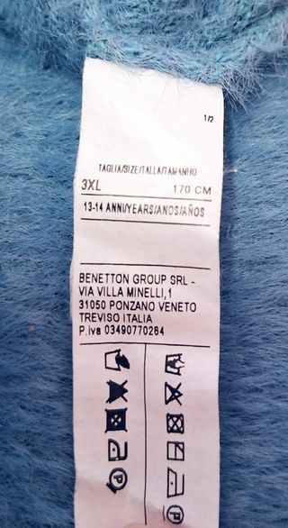 Maglioncino Sisley azzurro taglia 13-14 anni