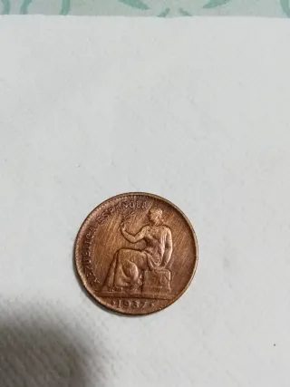 Moneda República Española 1937 Cobre 50 Ctmos